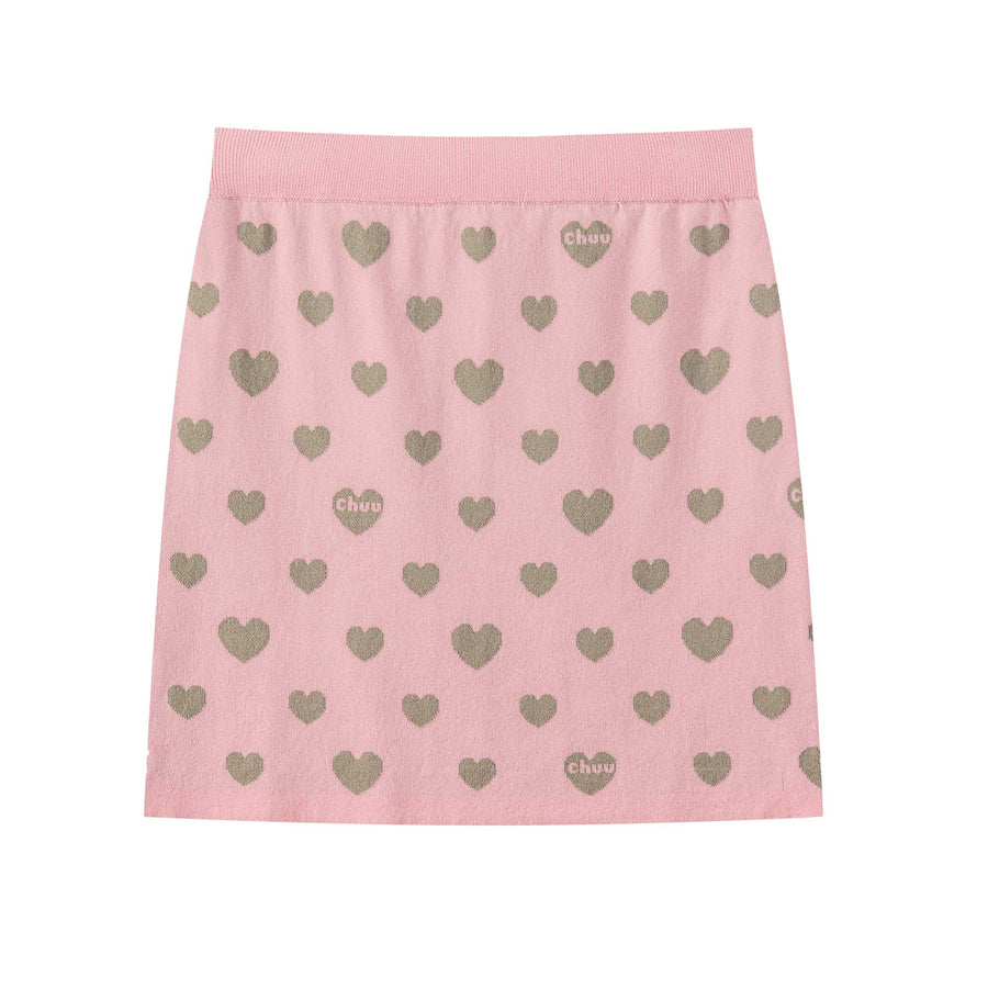 CHUU Heart Knit Mini Skirt