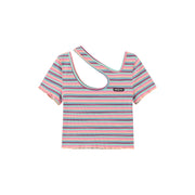 Color Stripe Cut Out T-Shirt