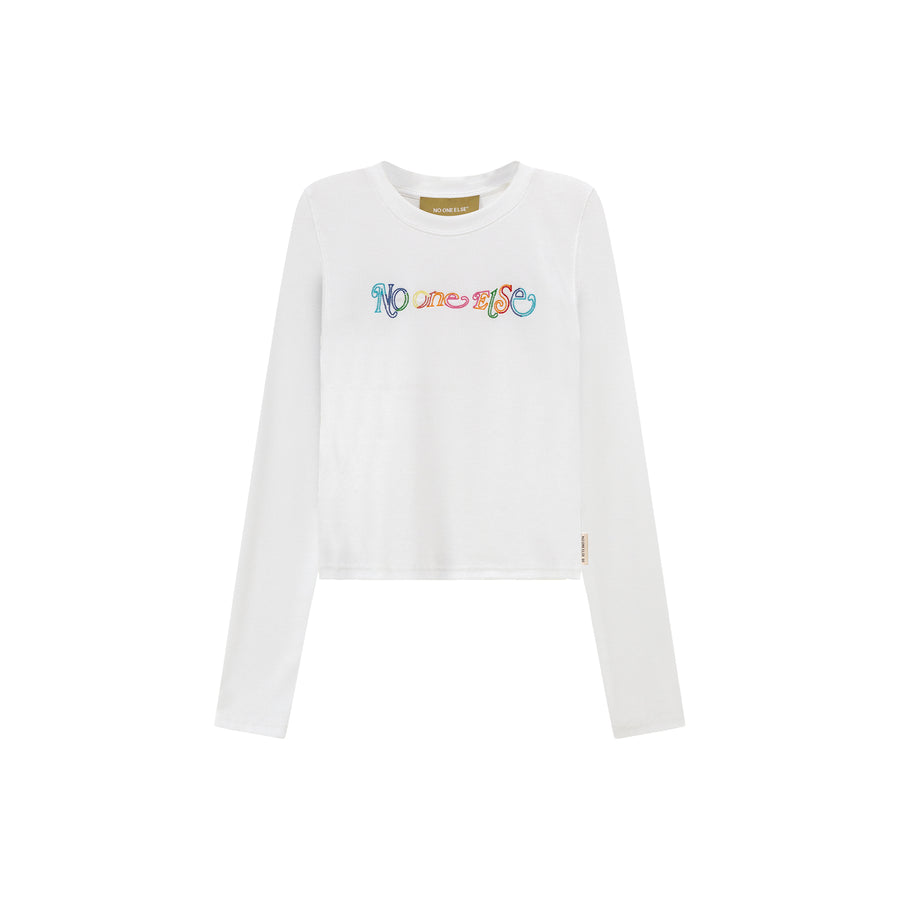 CHUU Color Embroidered Cropped T-Shirt