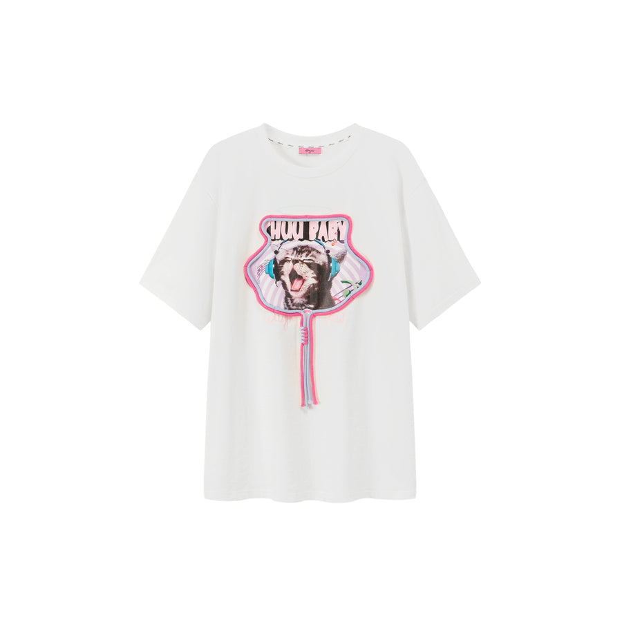 CHUU Music Cat Loose Fit T-Shirt