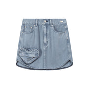 Heart Pocket Denim Skirt