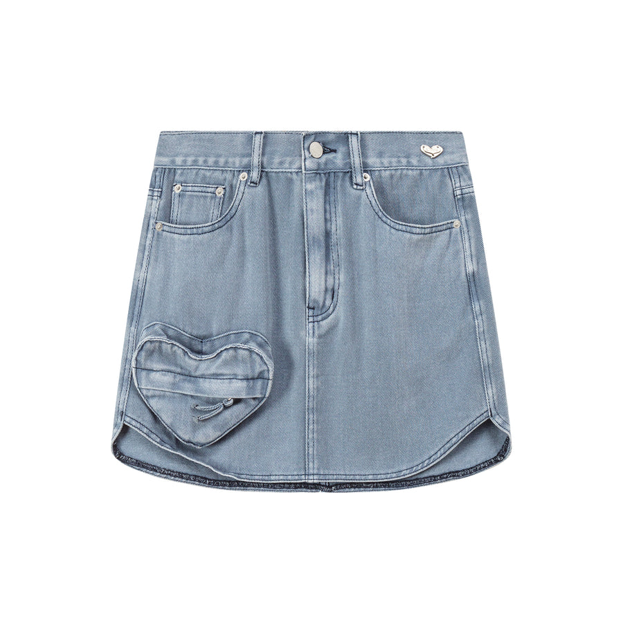 CHUU Heart Pocket Denim Skirt