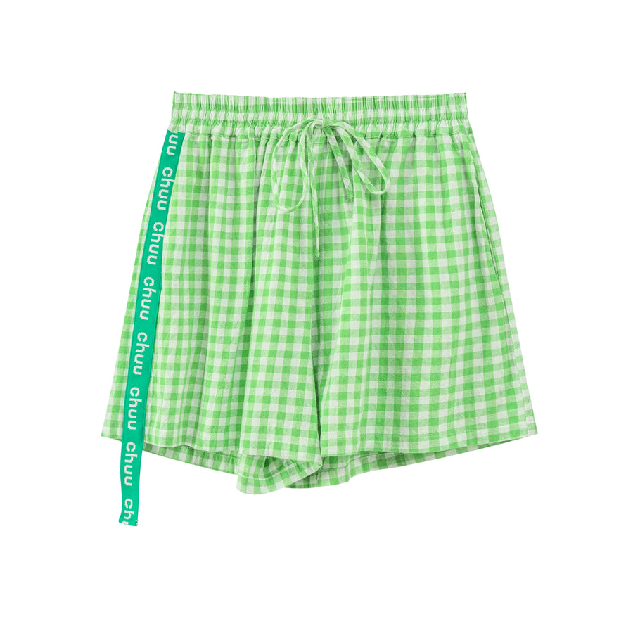 CHUU Gingham Check Wide Shorts