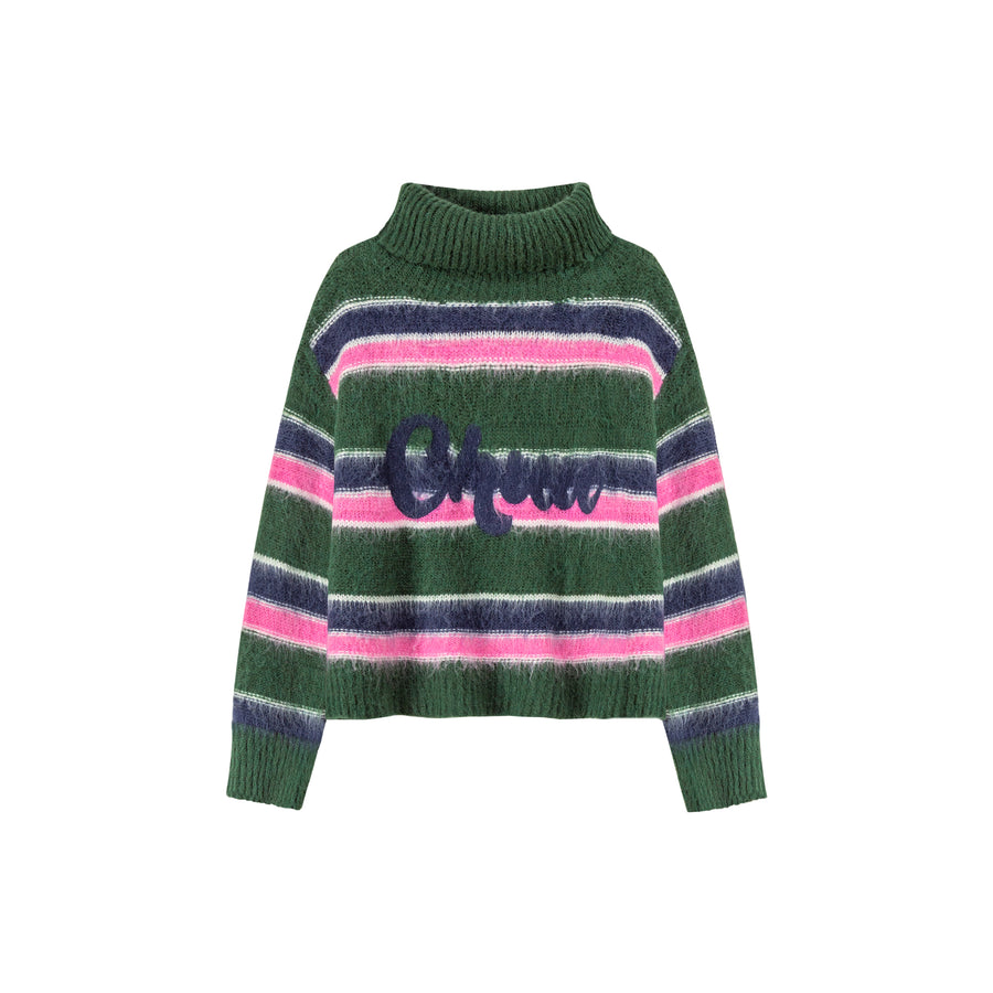 CHUU Loving You Two-Ways Stripe Knit Sweater