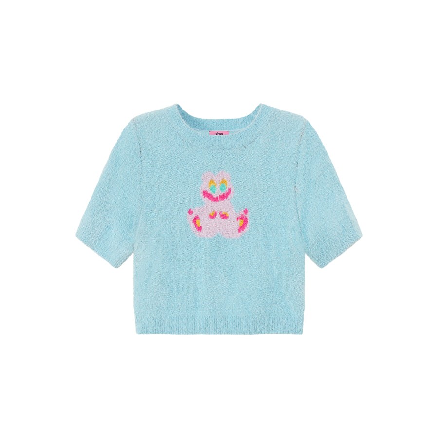 CHUU Funny Rabbit Crop Soft Knit Sweater