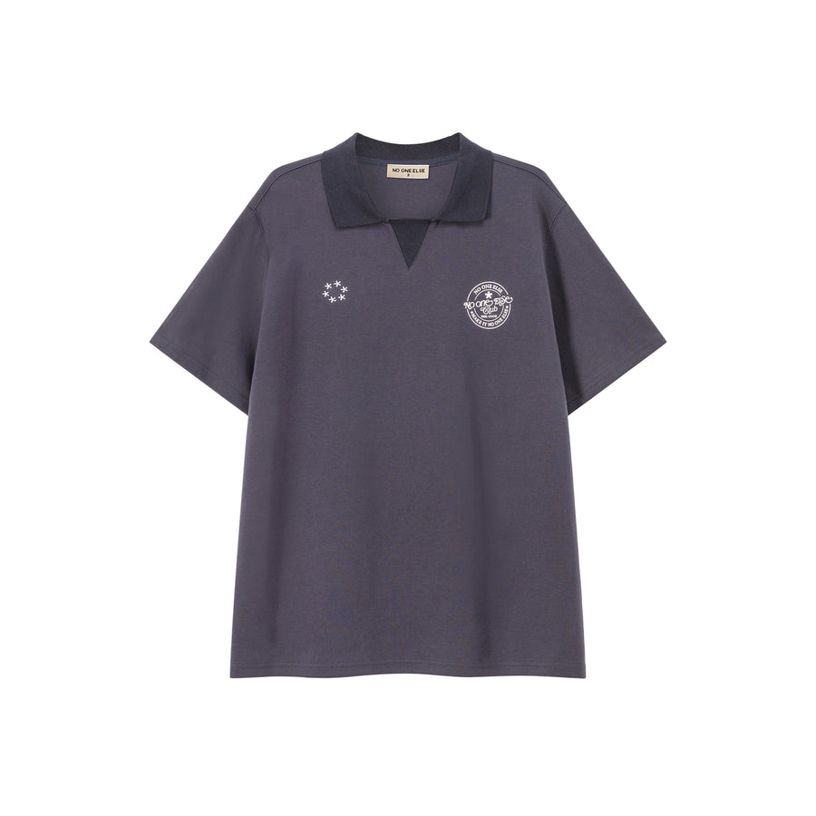 CHUU Star Circle Boxy Polo T-Shirt