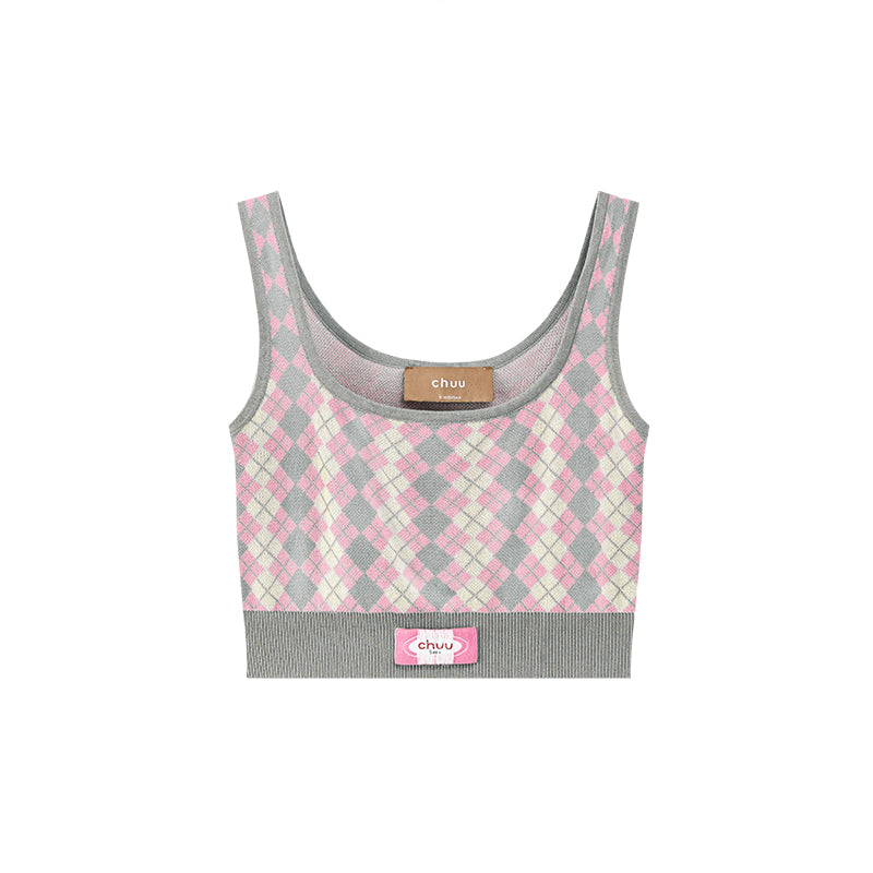 CHUU Argyle Knitwear Bra Top