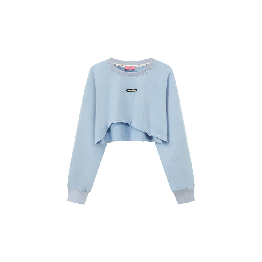 CHUU Unbalanced Loose Fit Crop Sweatshirt