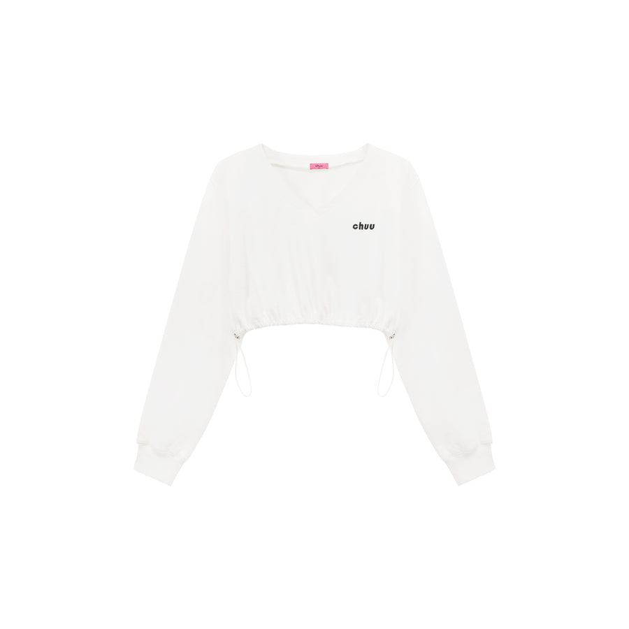 CHUU V-Neck Cropped Sweatshirt