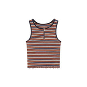 Half Zip-Up Striped Sleeveless Top