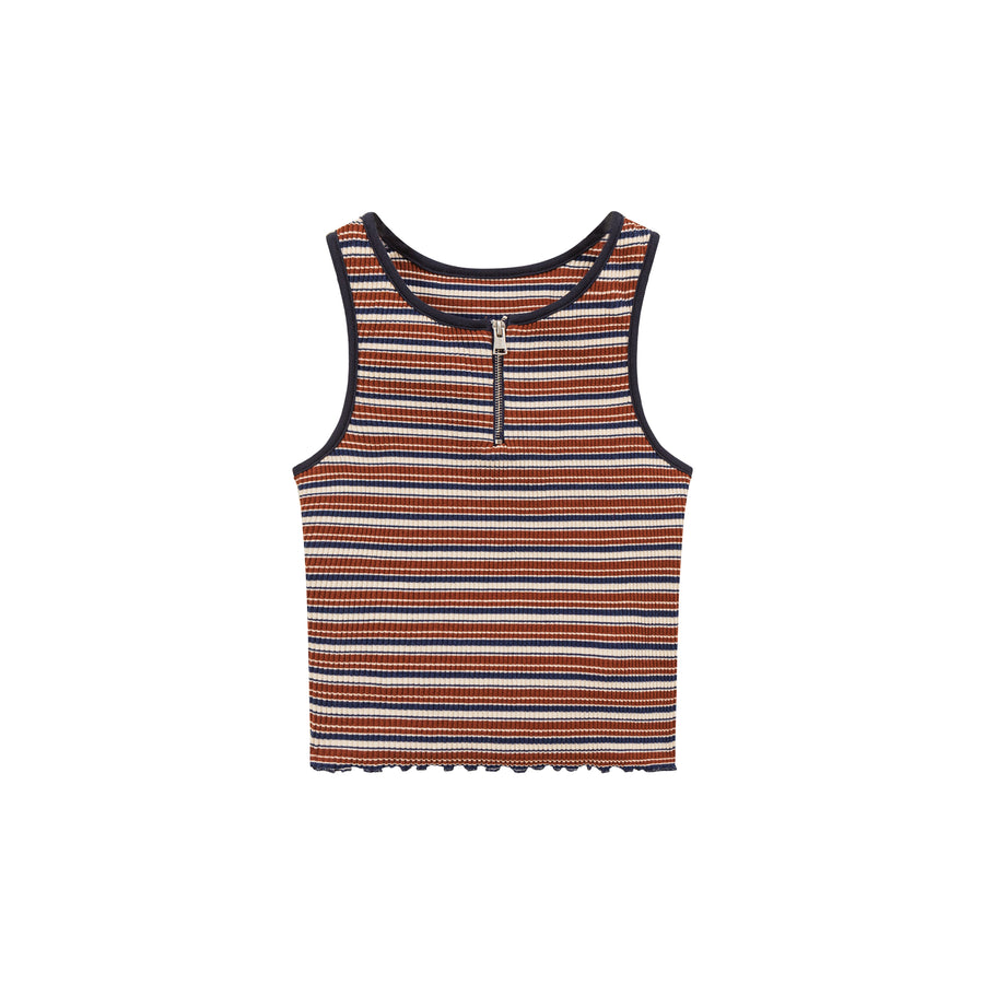 CHUU Half Zip-Up Striped Sleeveless Top