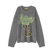 Noe Casual Cowboy Boot Knit Sweatshirt