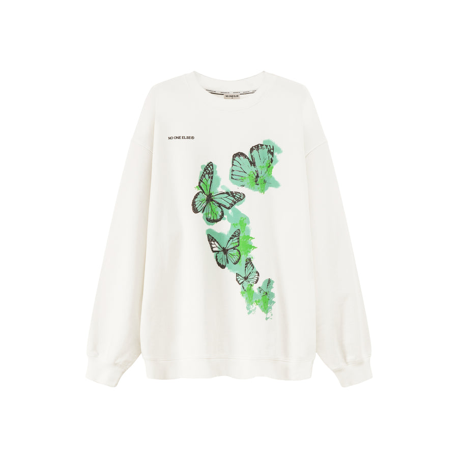 CHUU Butterflies Oversized Sweatshirt