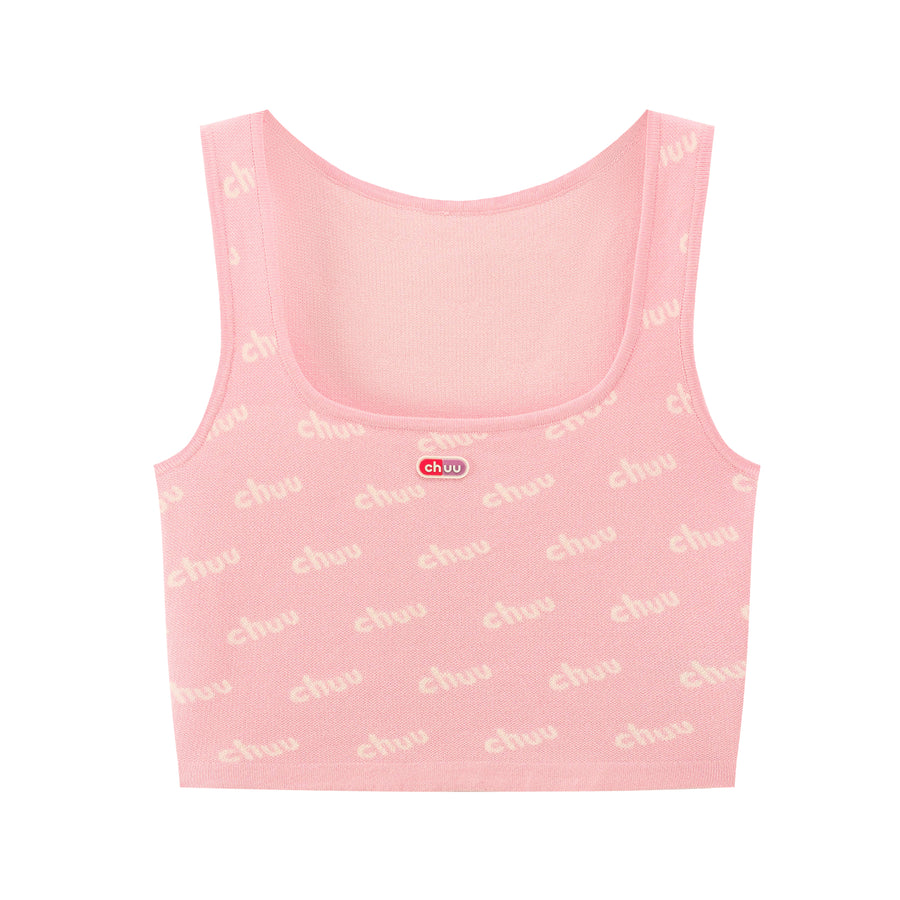 CHUU Logo Crop Sleeveless Knit Top