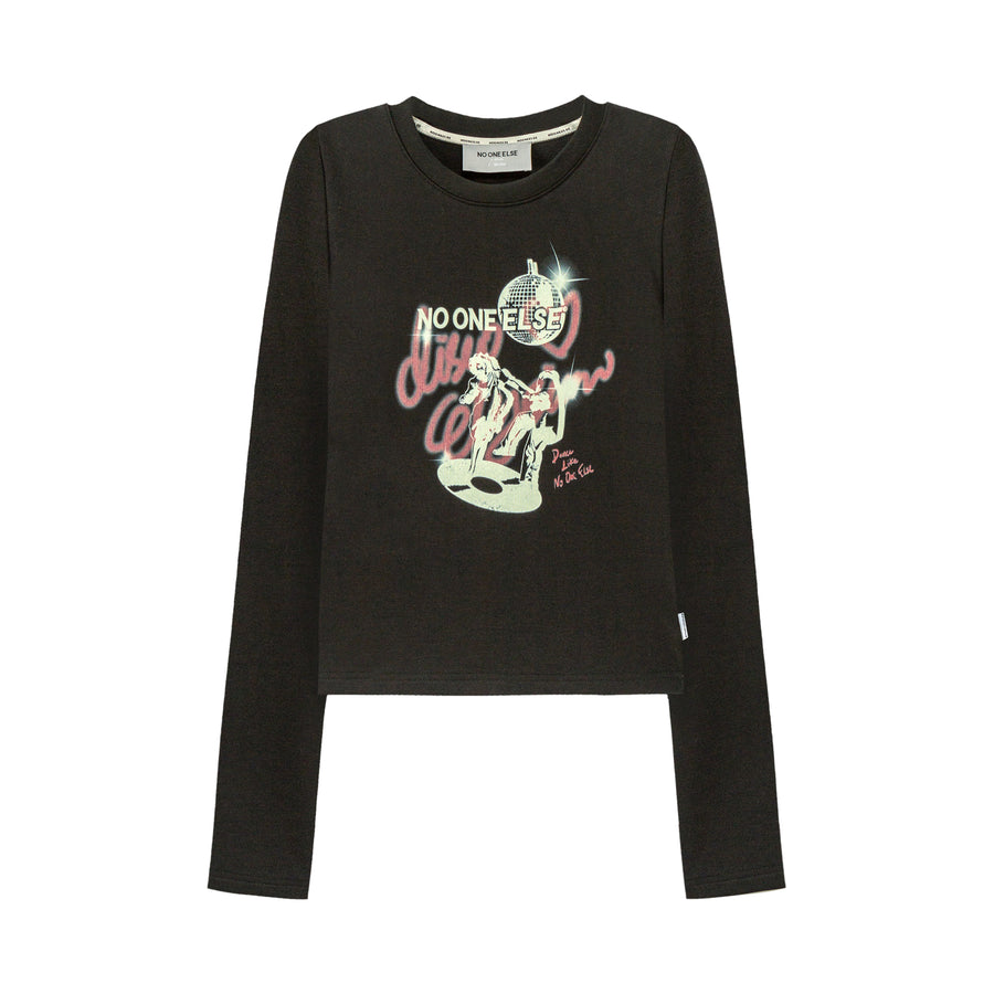 CHUU Slim Printed Cropped T-Shirt