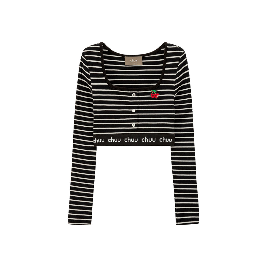 CHUU Slim Buttons Crop T-Shirt