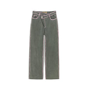 Trendsetter Wide Multi-Pocket Denim Asymmetrical Pants