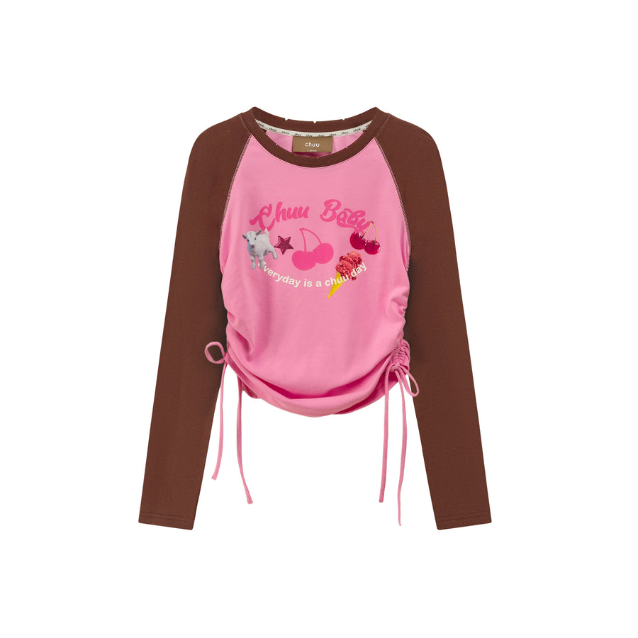 CHUU Dessert Colored Raglan String T-Shirt