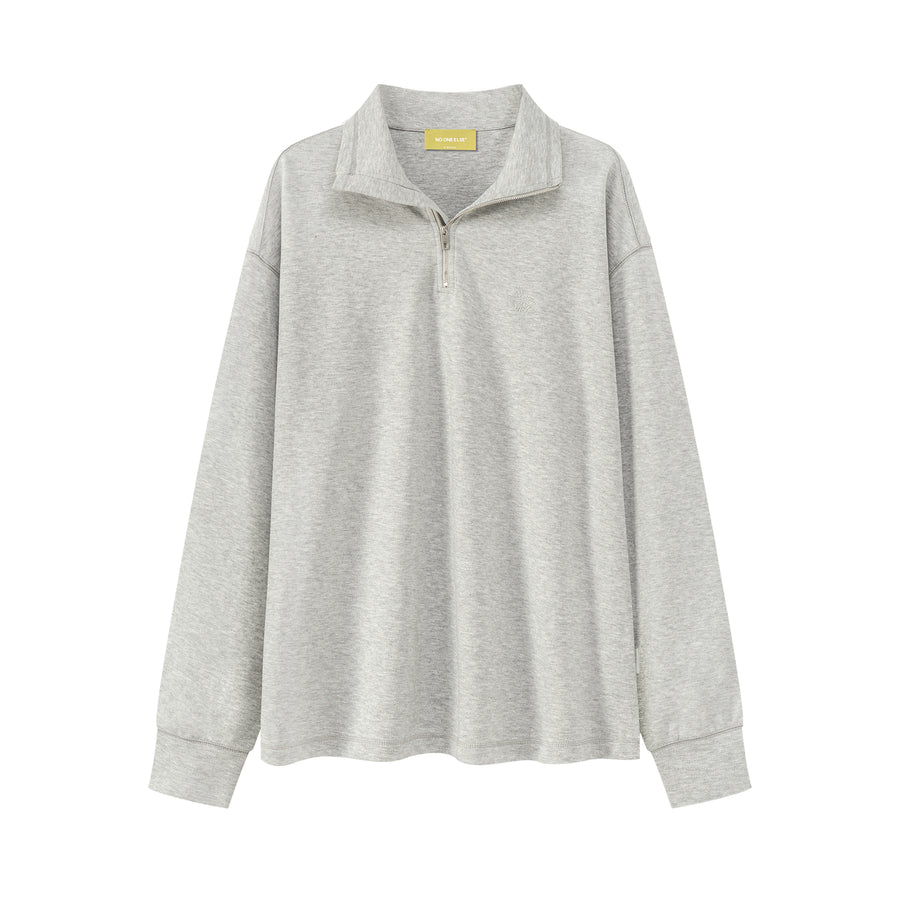 CHUU Simple High Neck Zip-Up Sweatshirt