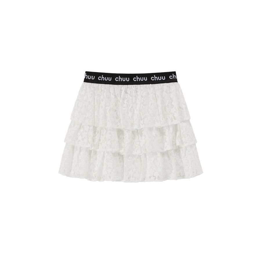 CHUU Star Lace Frill Mini Skirt