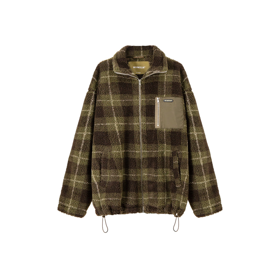 CHUU Classic Check Fleece Zip-Up Jacket