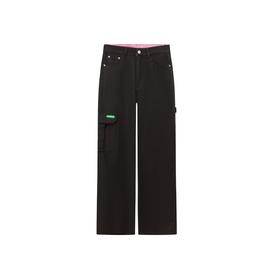 CHUU Side Strap Straight Wide Pants