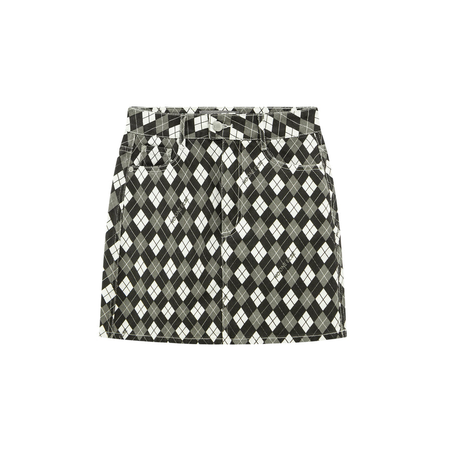 CHUU Diamond Argyle A-Line Mini Skirt