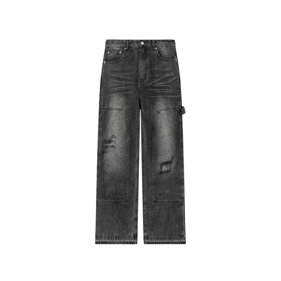 CHUU Wash Distressed Denim Jeans