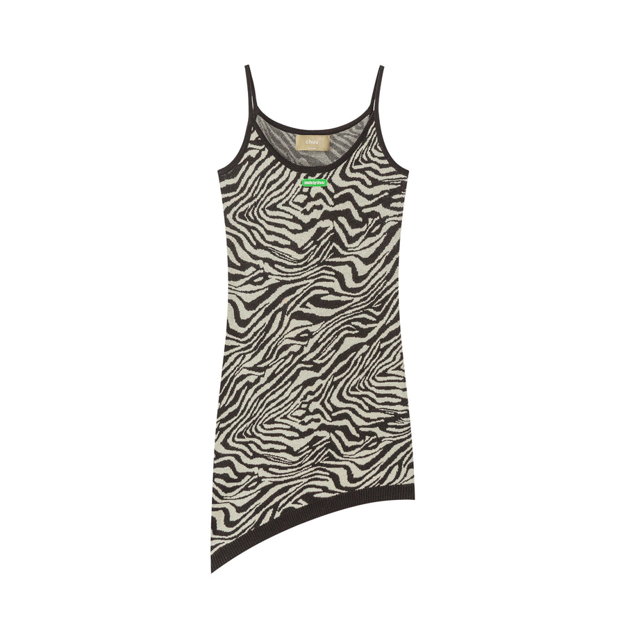 CHUU Zebra Knit Cami Mini Dress