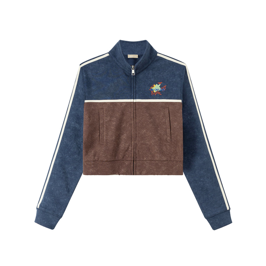 CHUU High Neck Crop Zip-Up