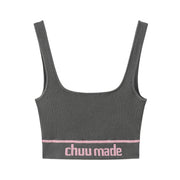 Chuu Made Ribbed Crop Sleeveless Top