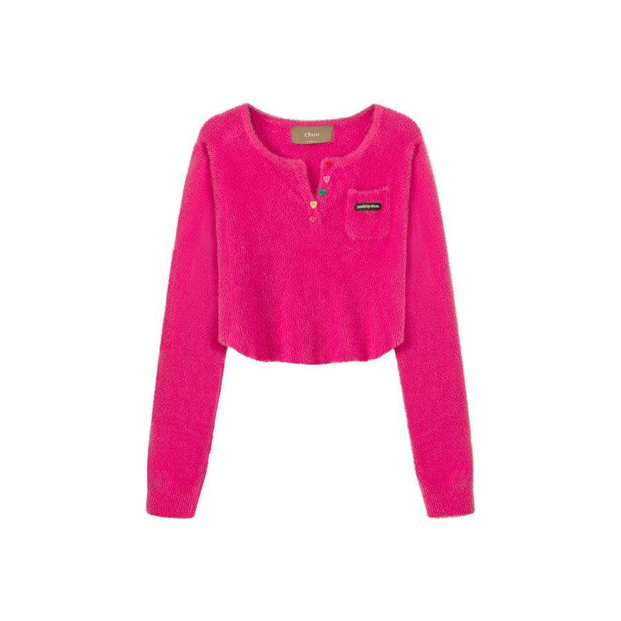 CHUU Chase The Dream Cropped Knit Sweater