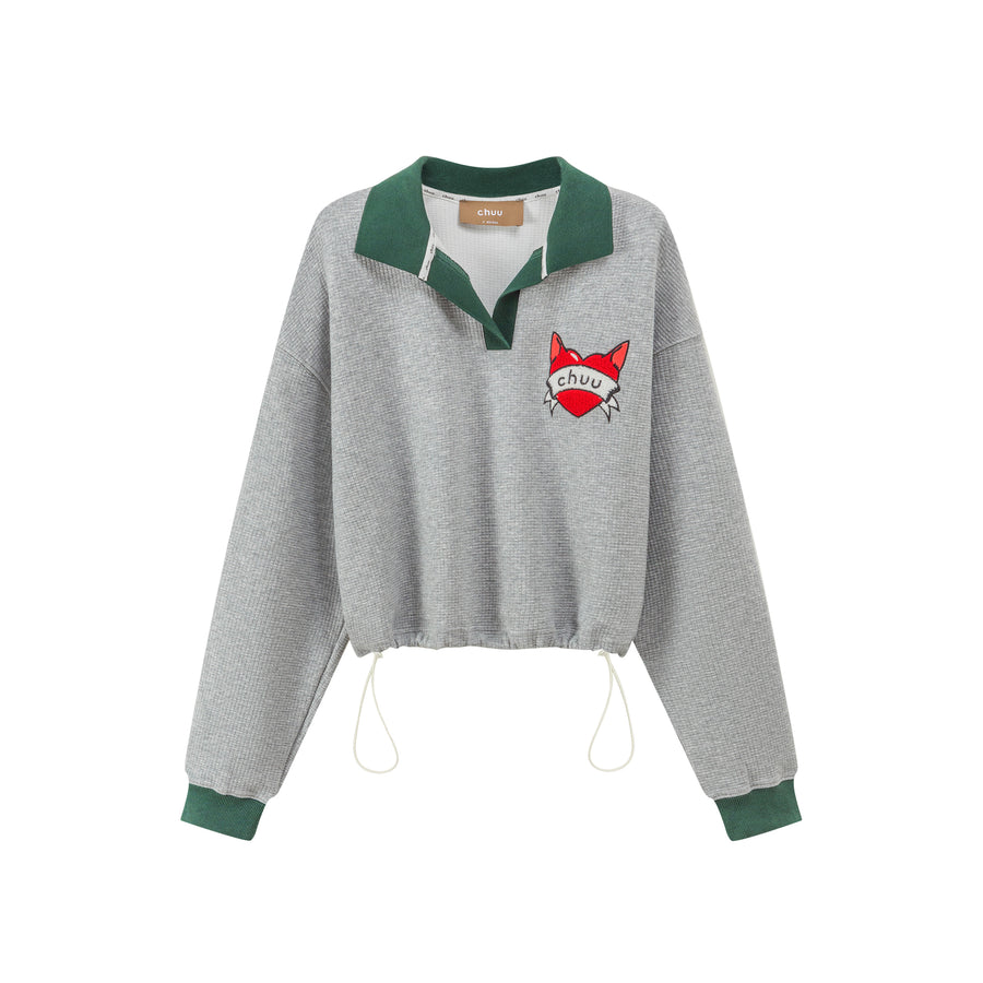 CHUU Relaxing Day Chuu Heart Embroidery Sweater