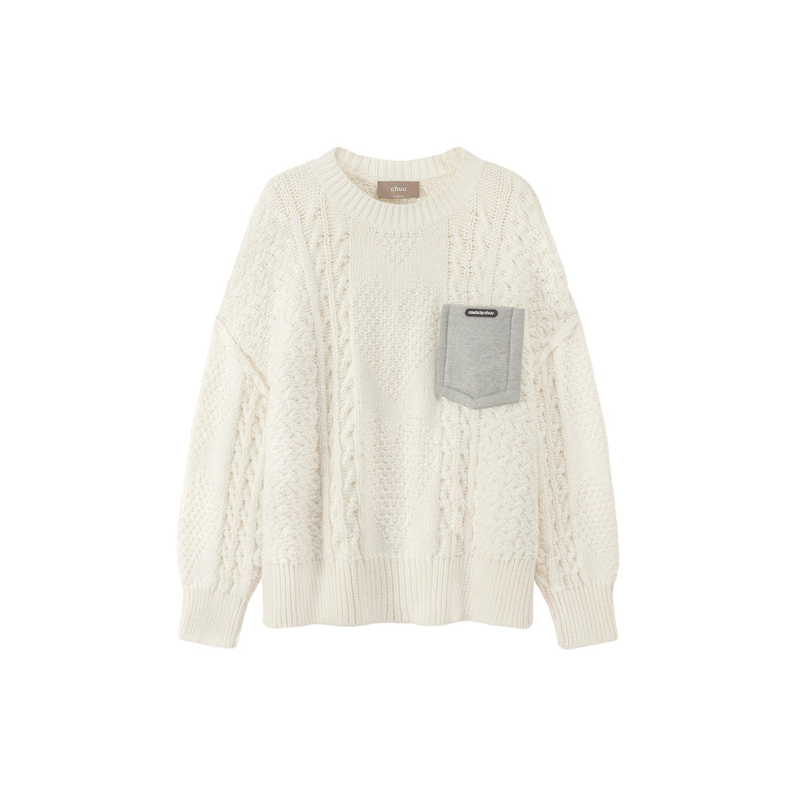 CHUU Unbreakable Heart Pocket Loose Fit Knit Top