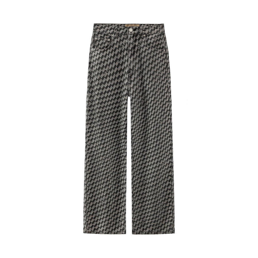 CHUU Checkerboard Wide Jeans