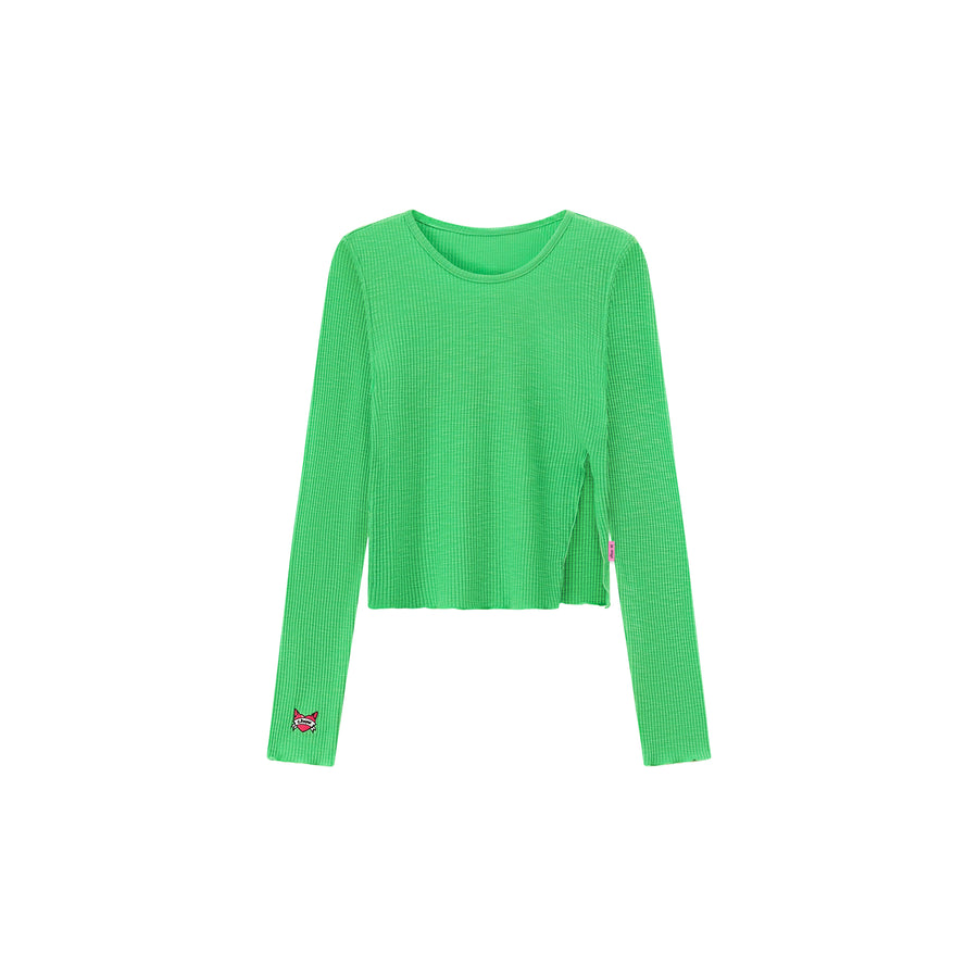 CHUU Slim Side Slit Long Sleeve T-Shirt