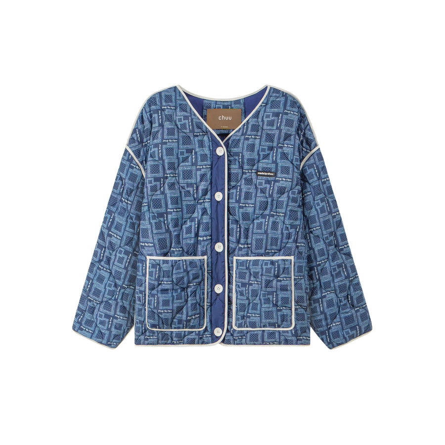 CHUU Over The Drama Pocket Wave Quilted Jacket