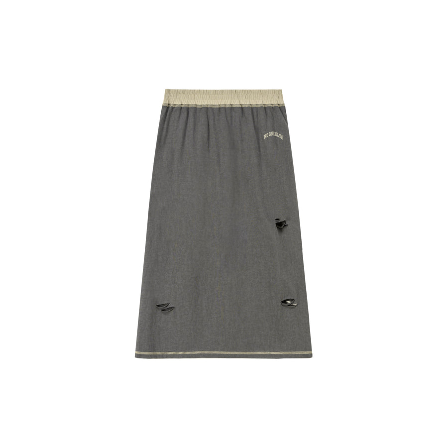 CHUU Banded Vintage Slit Long Skirt