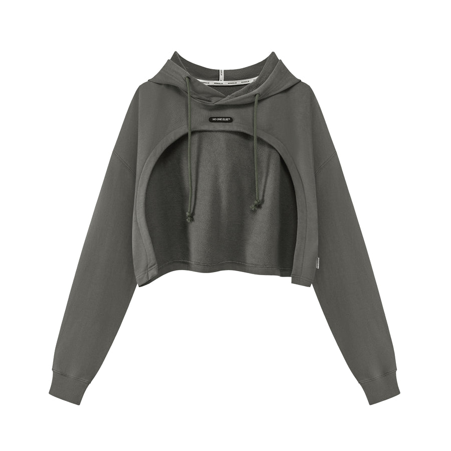 CHUU Cropped String Hoodie