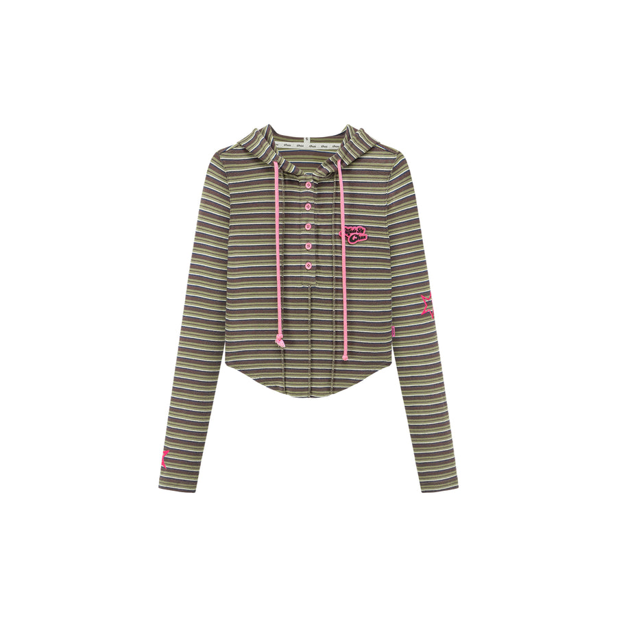 CHUU That Girl Striped Hooded Sweatshirt