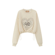 Chuu Heart Print Crop Sweatshirt