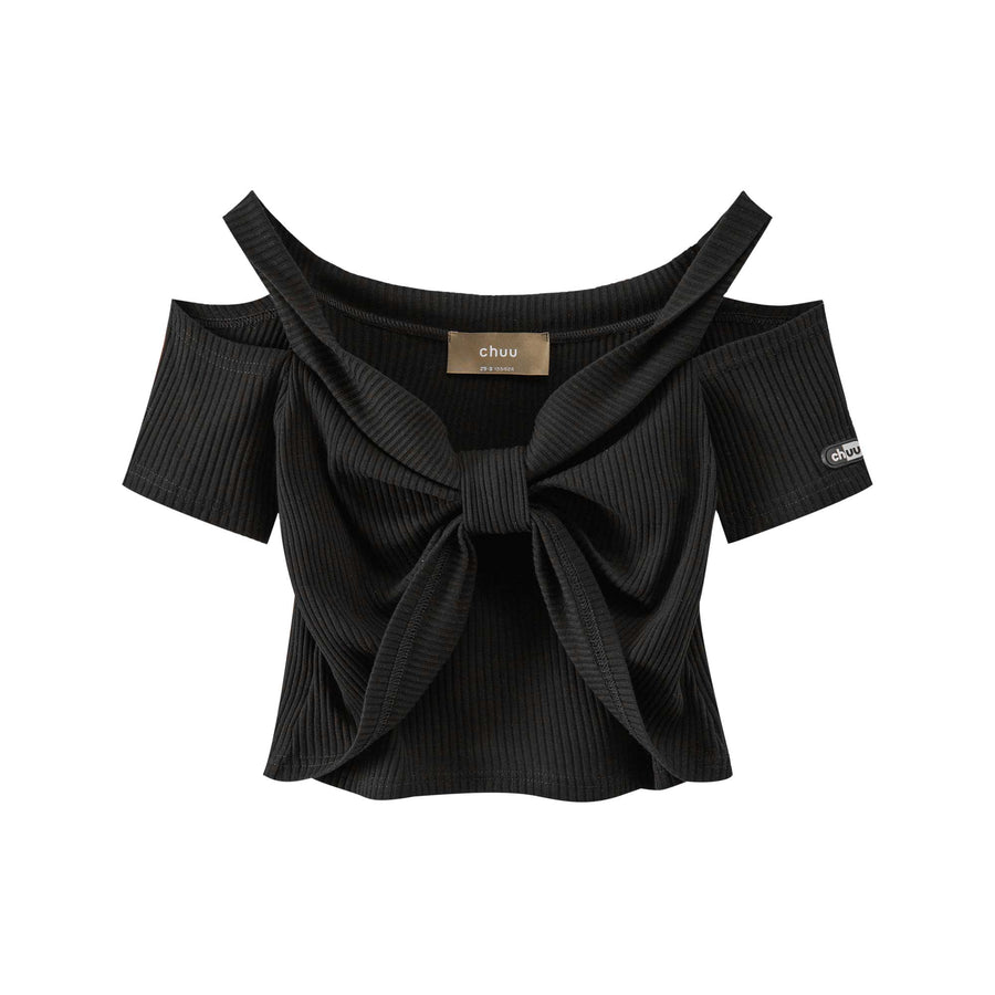 CHUU Shirring Off Shoulder T-Shirt