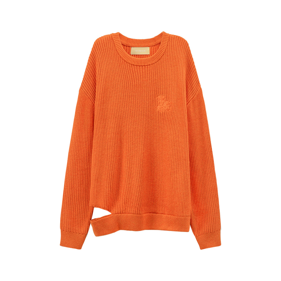 CHUU Bold Ribbed Slit Knit Sweater