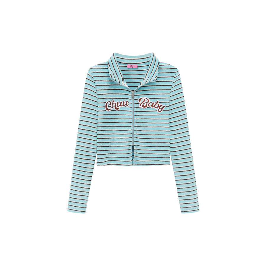 CHUU We Have Chemistry Striped Zip-Up