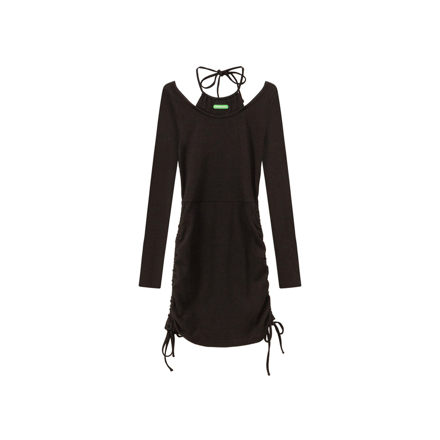 CHUU Halter Long Sleeve String Dress