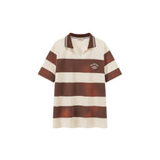 Open Collar Stripe Color T-Shirt