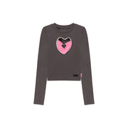 2-Layers Heart Cutout Long-Sleeved Top