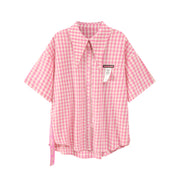 Gingham Check Maxi Collar Shirt