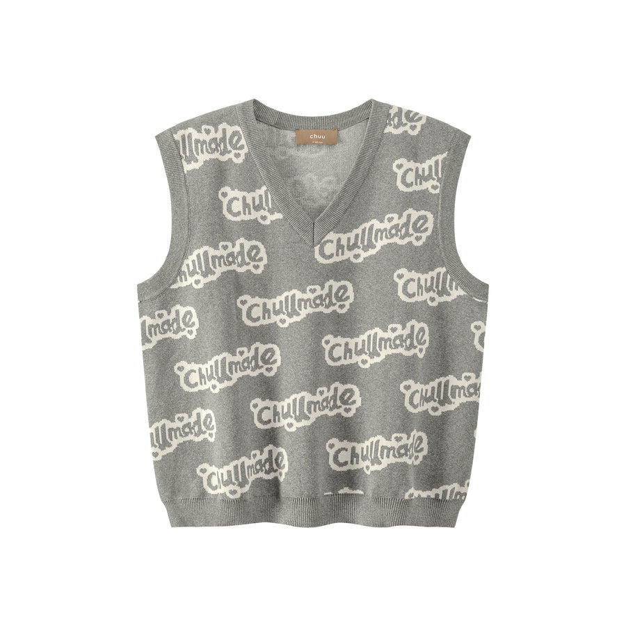 CHUU Bubble Letters V-Neck Knit Vest