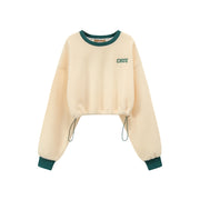 Fleece Color Matching Cropped Sweatshirt